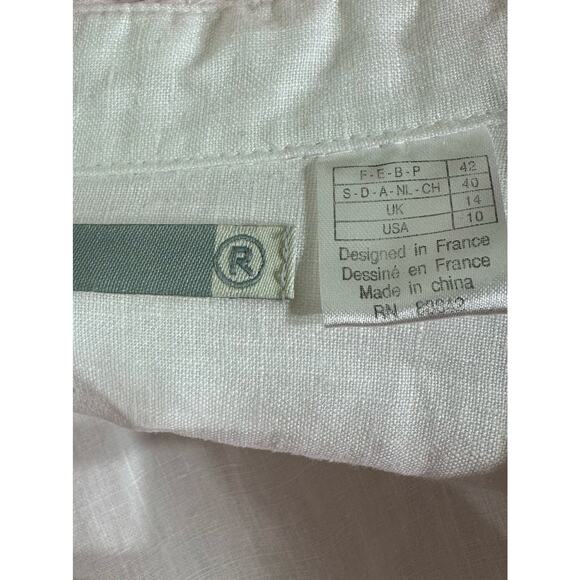 La Redoute Linen Popover Shirt Dress Size 10 White Roll Tab 3/4 Sleeve No Belt - Picture 5 of 8